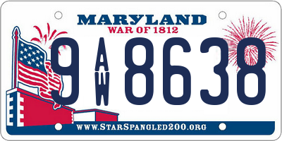 MD license plate 9AW8638