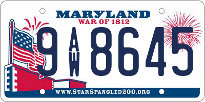 MD license plate 9AW8645