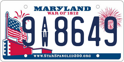 MD license plate 9AW8649