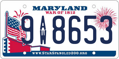 MD license plate 9AW8653
