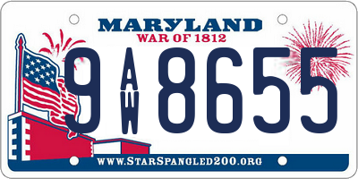MD license plate 9AW8655
