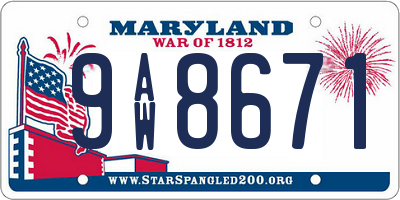 MD license plate 9AW8671