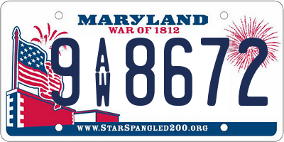MD license plate 9AW8672