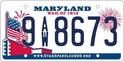 MD license plate 9AW8673