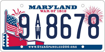 MD license plate 9AW8678