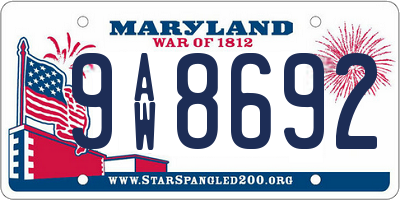 MD license plate 9AW8692