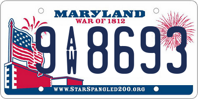 MD license plate 9AW8693