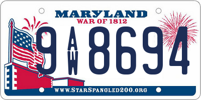 MD license plate 9AW8694