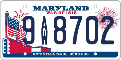 MD license plate 9AW8702