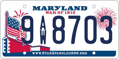 MD license plate 9AW8703