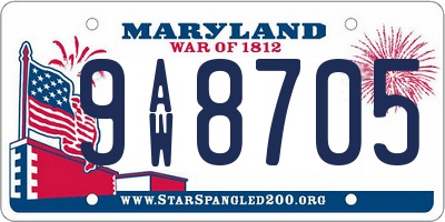 MD license plate 9AW8705