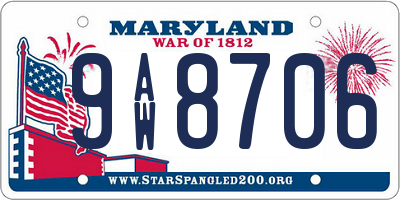 MD license plate 9AW8706