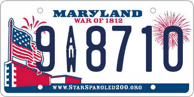 MD license plate 9AW8710