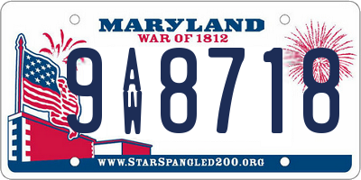 MD license plate 9AW8718