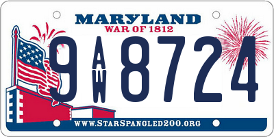 MD license plate 9AW8724