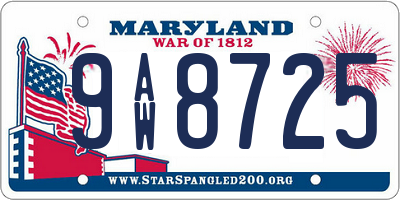 MD license plate 9AW8725