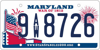 MD license plate 9AW8726