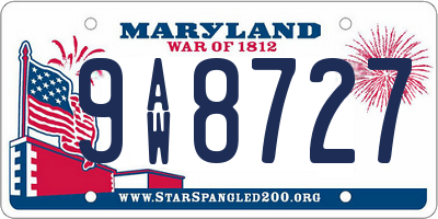MD license plate 9AW8727