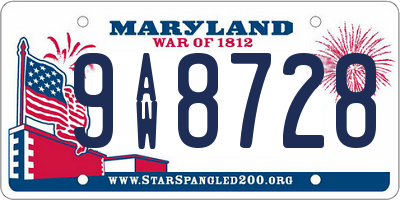 MD license plate 9AW8728