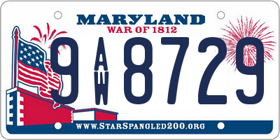 MD license plate 9AW8729