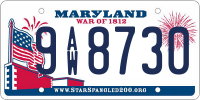 MD license plate 9AW8730