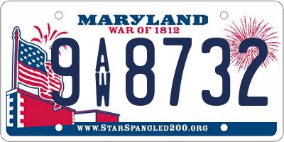 MD license plate 9AW8732