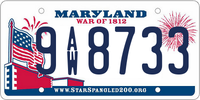 MD license plate 9AW8733