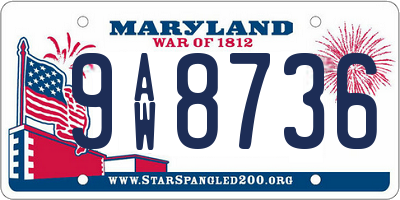 MD license plate 9AW8736