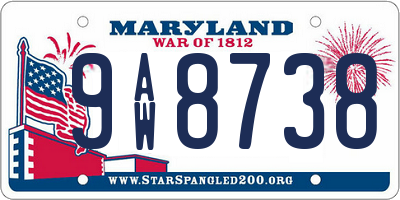 MD license plate 9AW8738