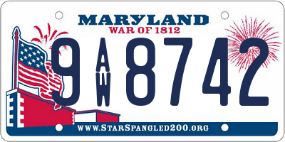 MD license plate 9AW8742