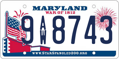 MD license plate 9AW8743