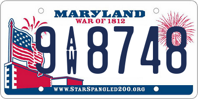 MD license plate 9AW8748