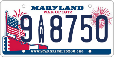 MD license plate 9AW8750