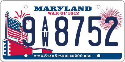 MD license plate 9AW8752