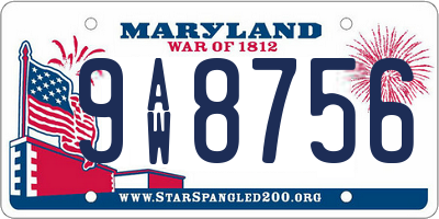 MD license plate 9AW8756