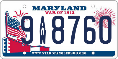 MD license plate 9AW8760