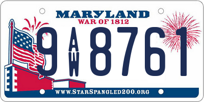 MD license plate 9AW8761