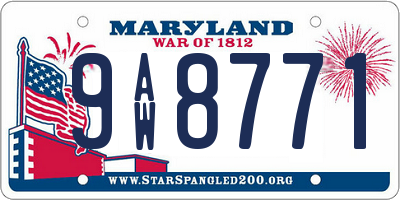 MD license plate 9AW8771