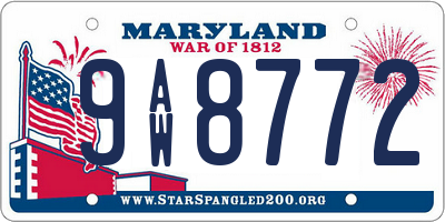 MD license plate 9AW8772
