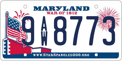 MD license plate 9AW8773
