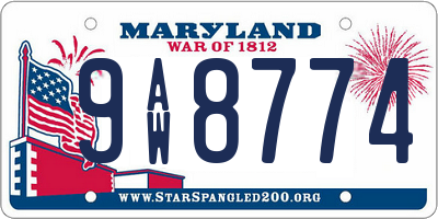 MD license plate 9AW8774