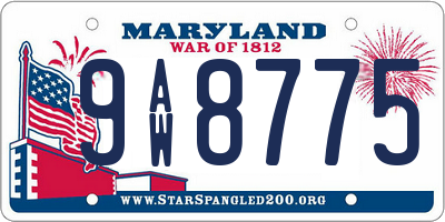 MD license plate 9AW8775