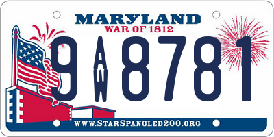 MD license plate 9AW8781