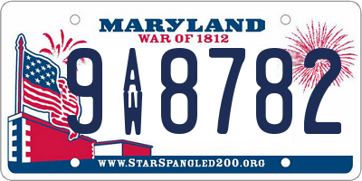 MD license plate 9AW8782