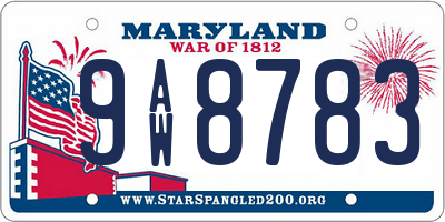 MD license plate 9AW8783