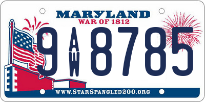 MD license plate 9AW8785
