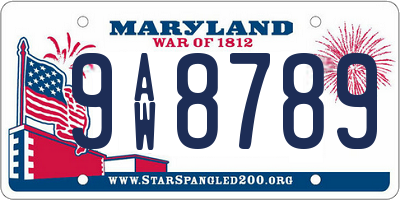 MD license plate 9AW8789