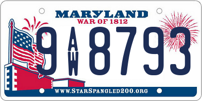 MD license plate 9AW8793