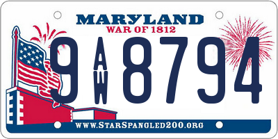 MD license plate 9AW8794