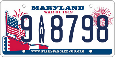 MD license plate 9AW8798